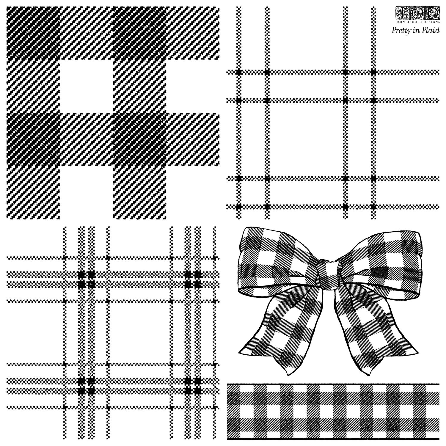 Pretty in Plaid Decor Stamp by Iron Orchid Design, IOD Pretty in Plaid Decor Stamp by Iron Orchid Design, IOD
