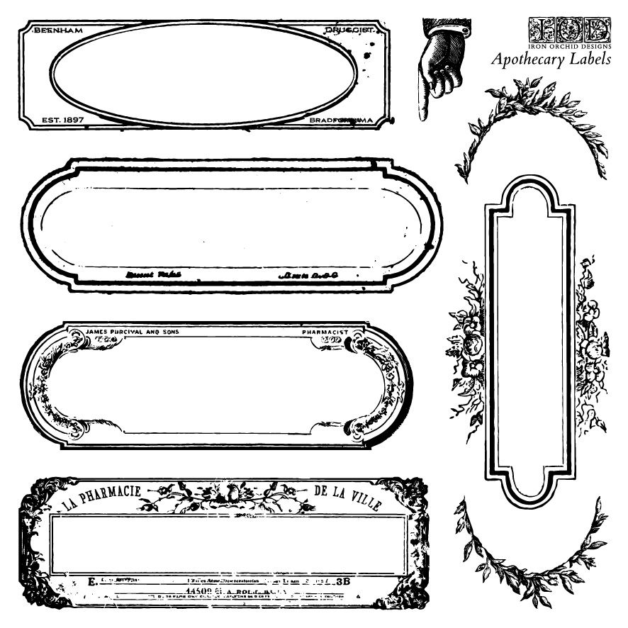 Apothecary Labels 6x6 Stamp