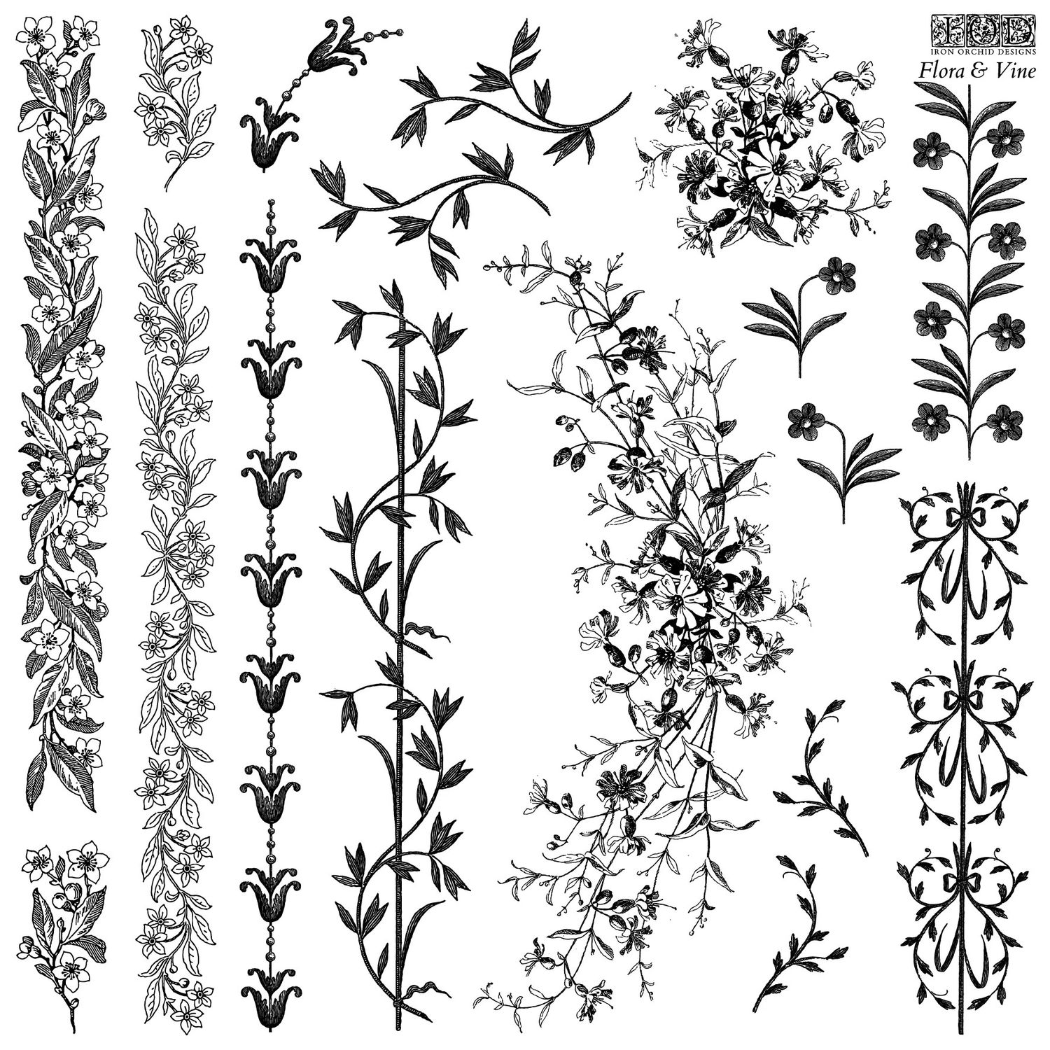 Flora & Vine Decor Stamp by Iron Orchid Design, IOD