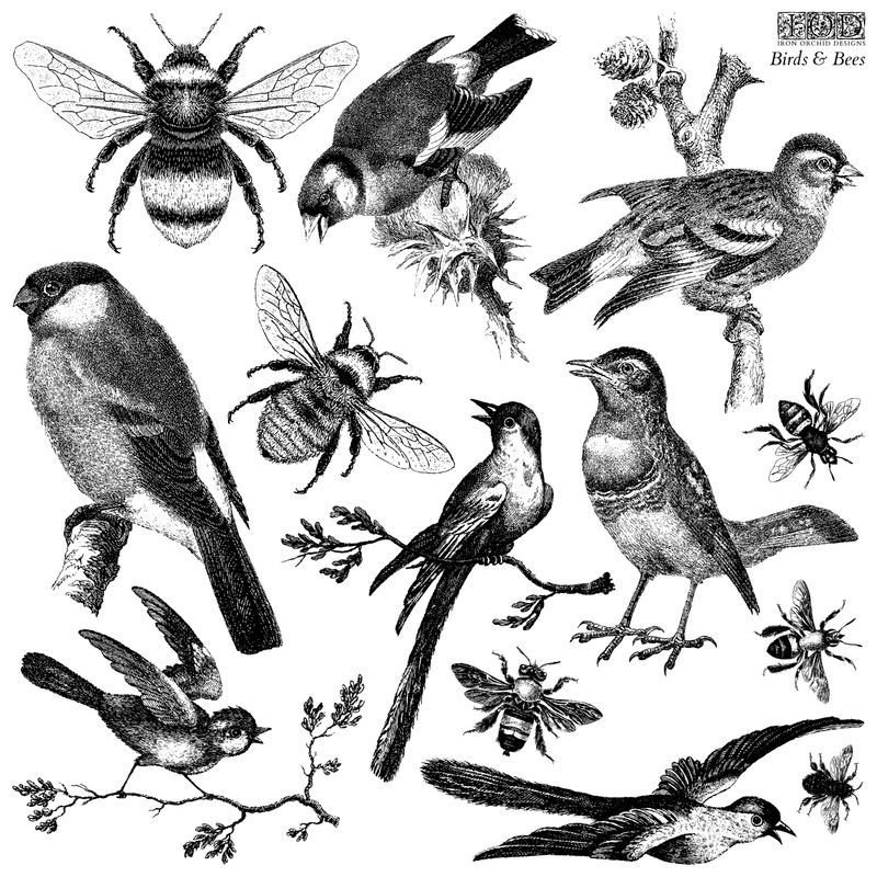 Bees & Birds Decor Stamp by Iron Orchid Designs