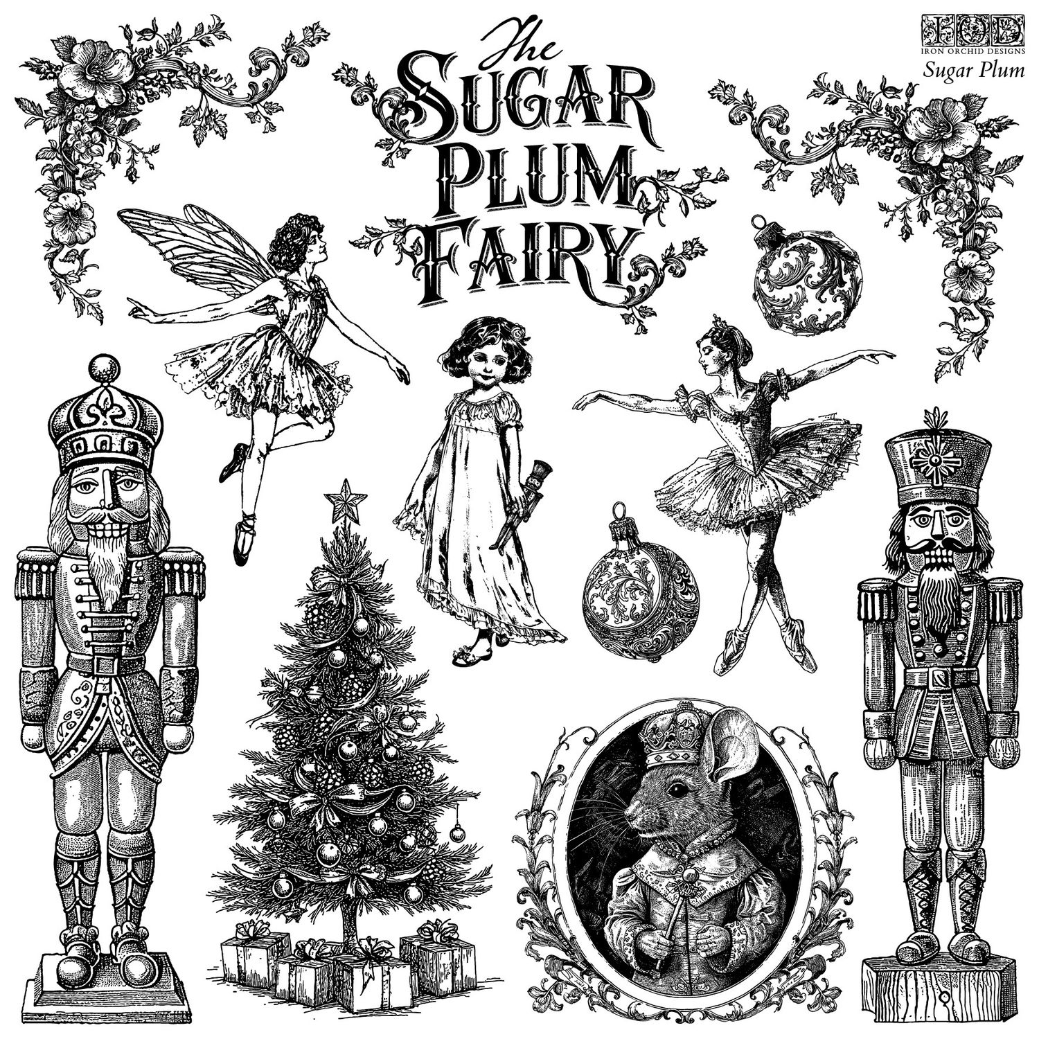 Sugar Plum Fairy Decor Stamp by Iron Orchid Design, IOD Sugar Plum Fairy Decor Stamp by Iron Orchid Design, IOD