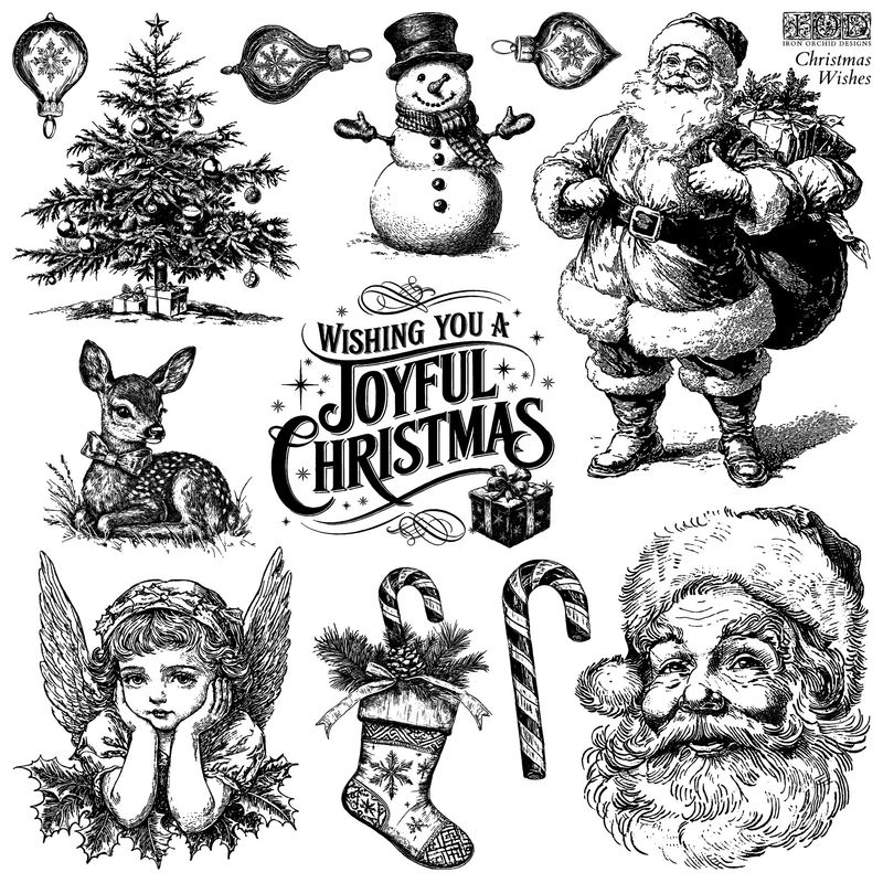 Christmas Wishes Decor Stamp by Iron Orchid Design, IOD