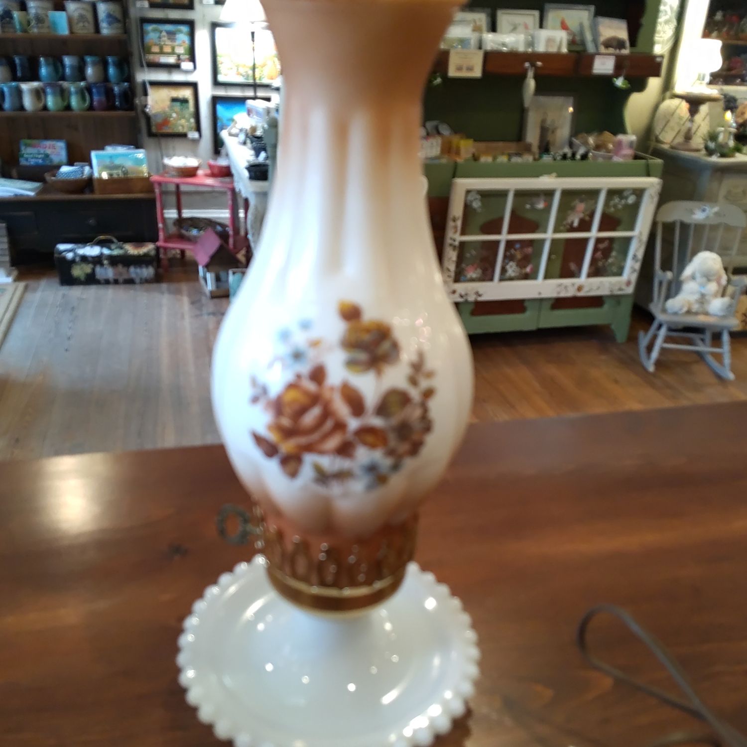 Flower Milk Glass Lamp