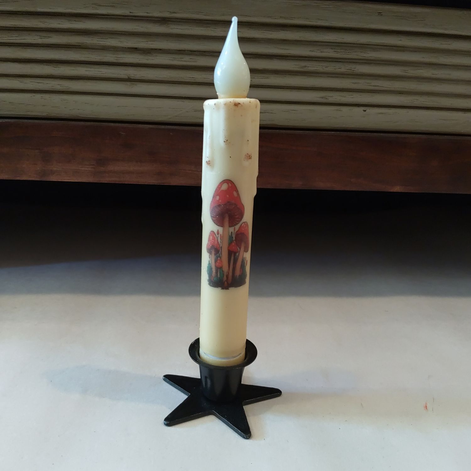 Mushrooms Window Candle In Holder