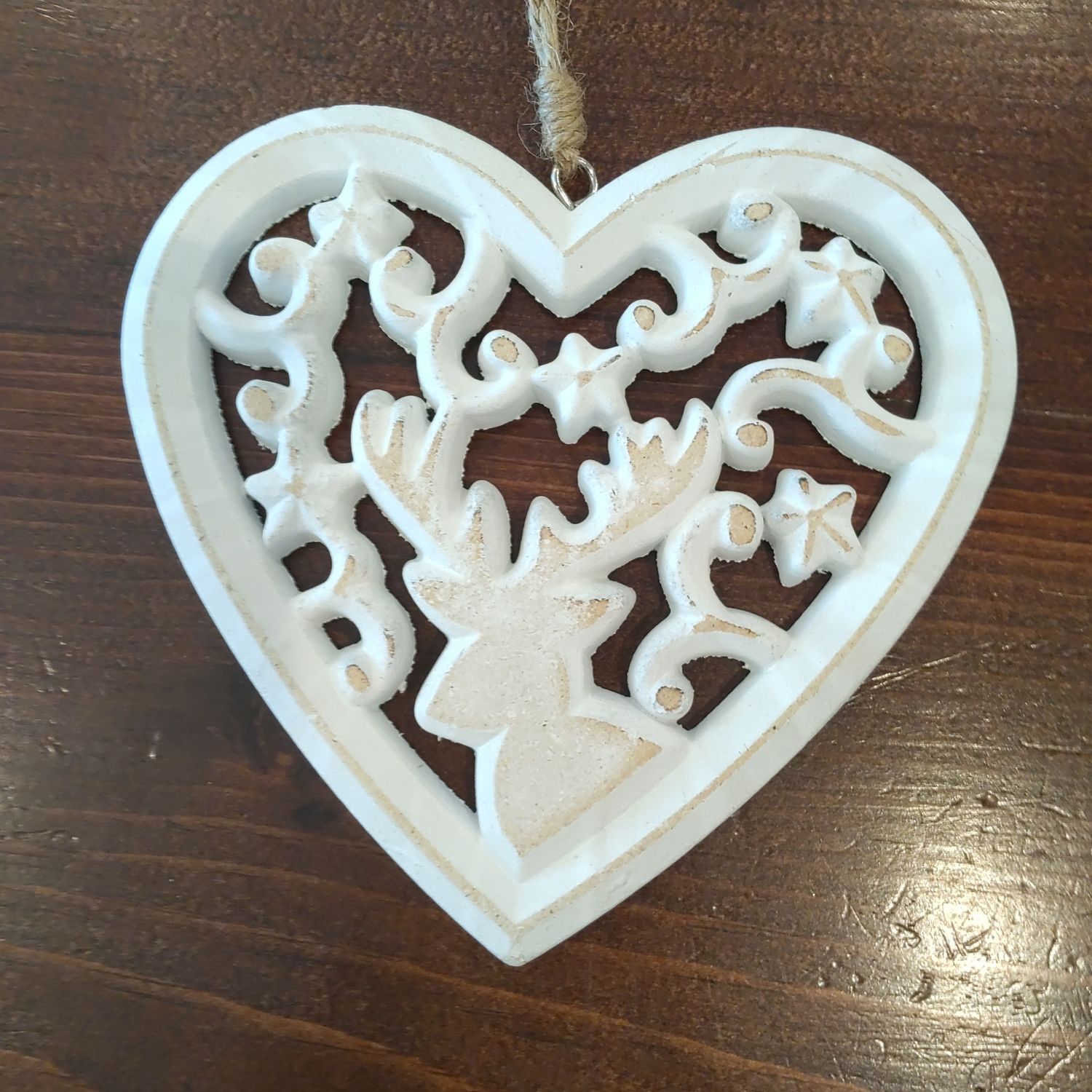 White Filagree Heart Orn