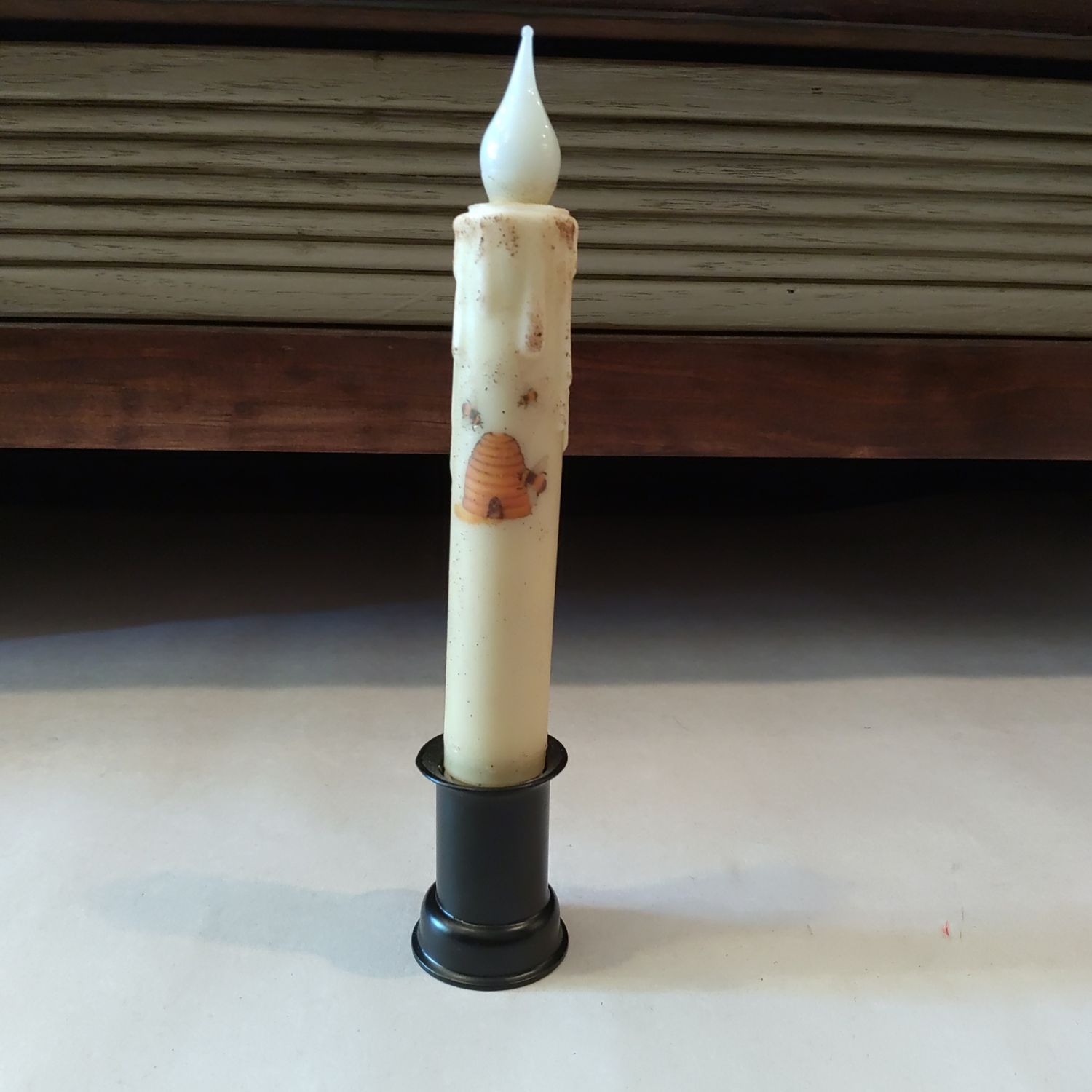 Beehive Window Candle In Holder 