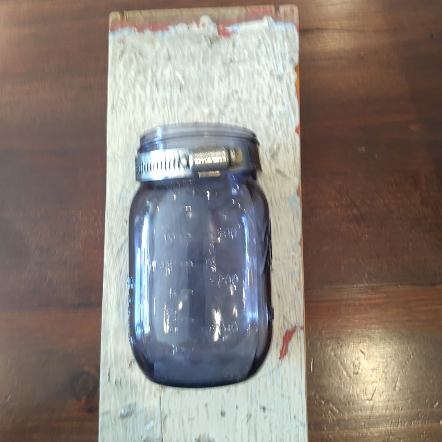 Wood Block W/ Ball Jar