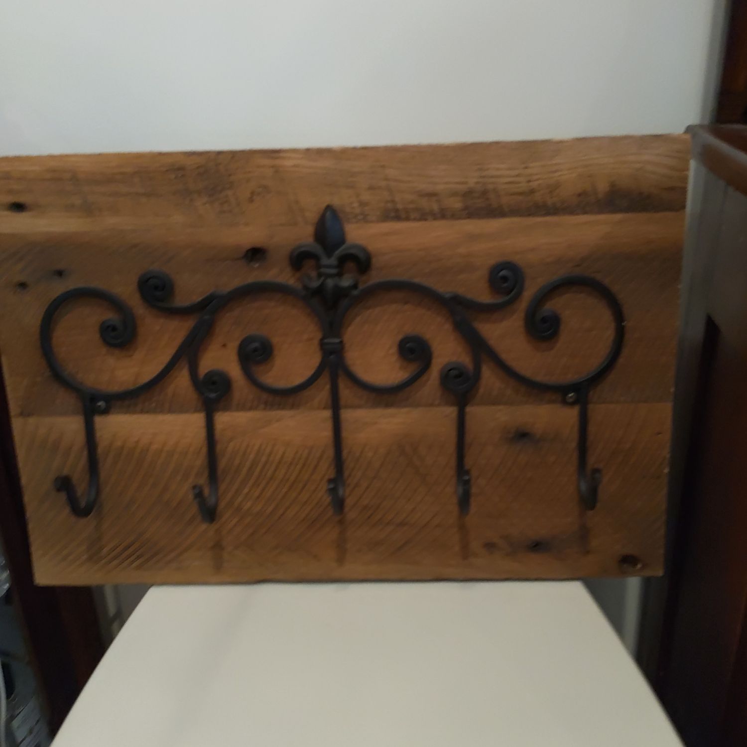 Board W/ Wrought Iron Hooks