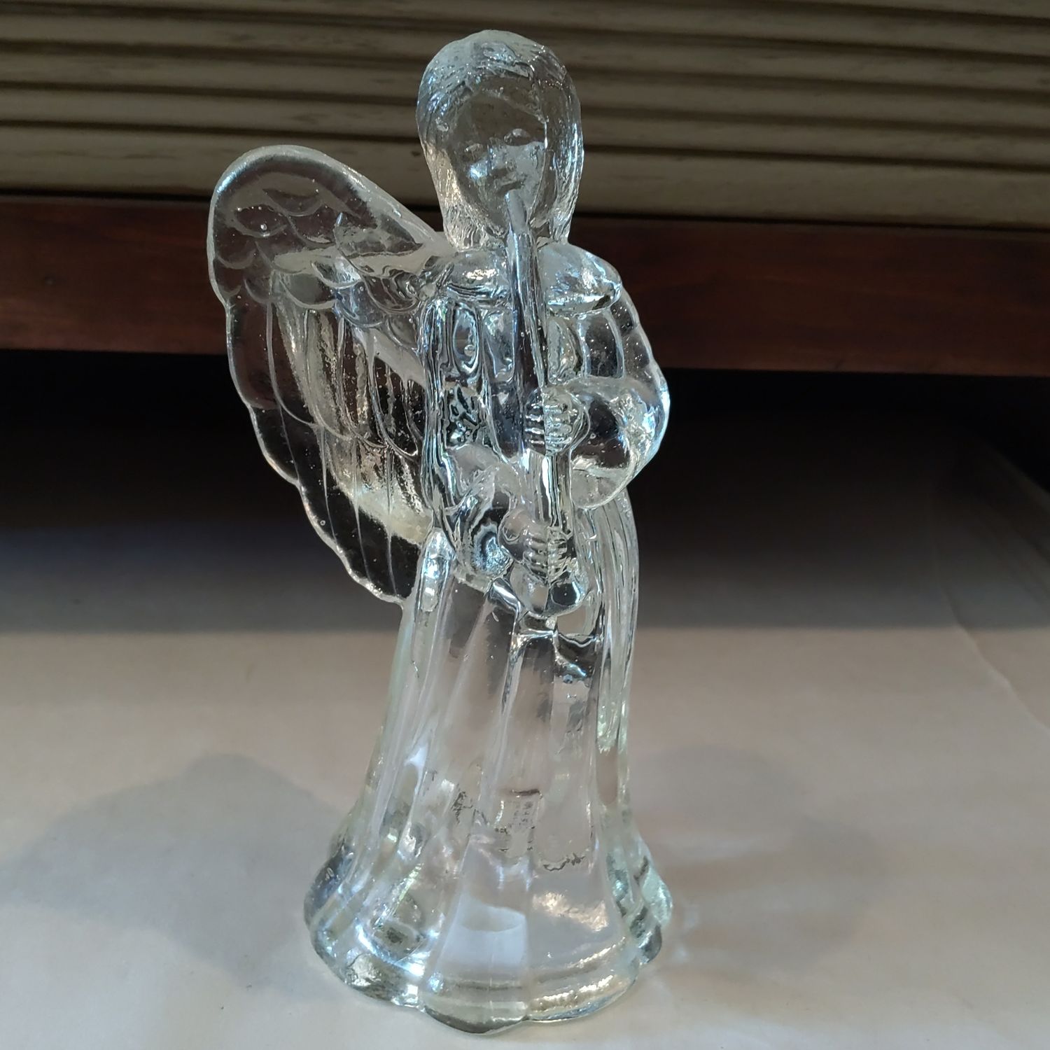 Glass Angel Playing Instrument Candle Holder