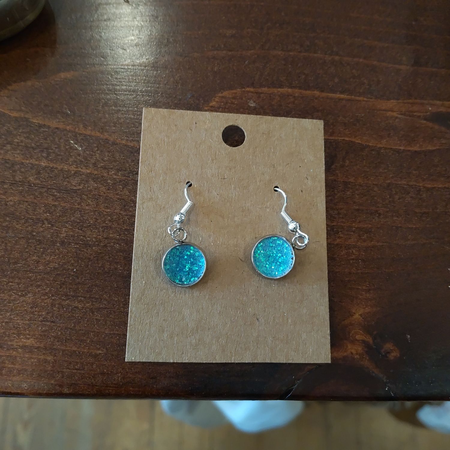 Blue Glitter Earings
