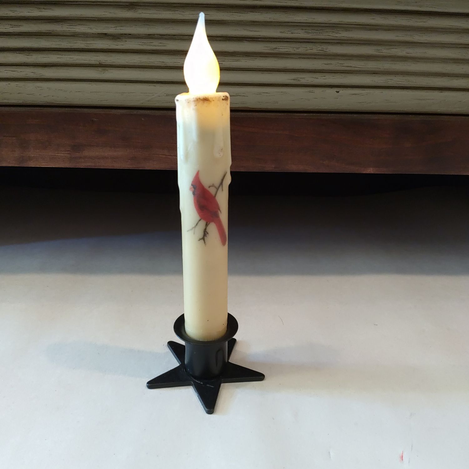 Cardinal Window Candle In Holder