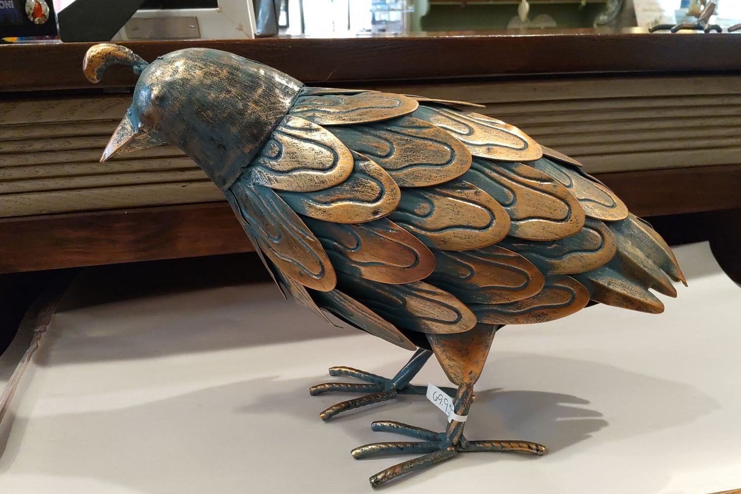 Gold\Blue Metal Tin Bird