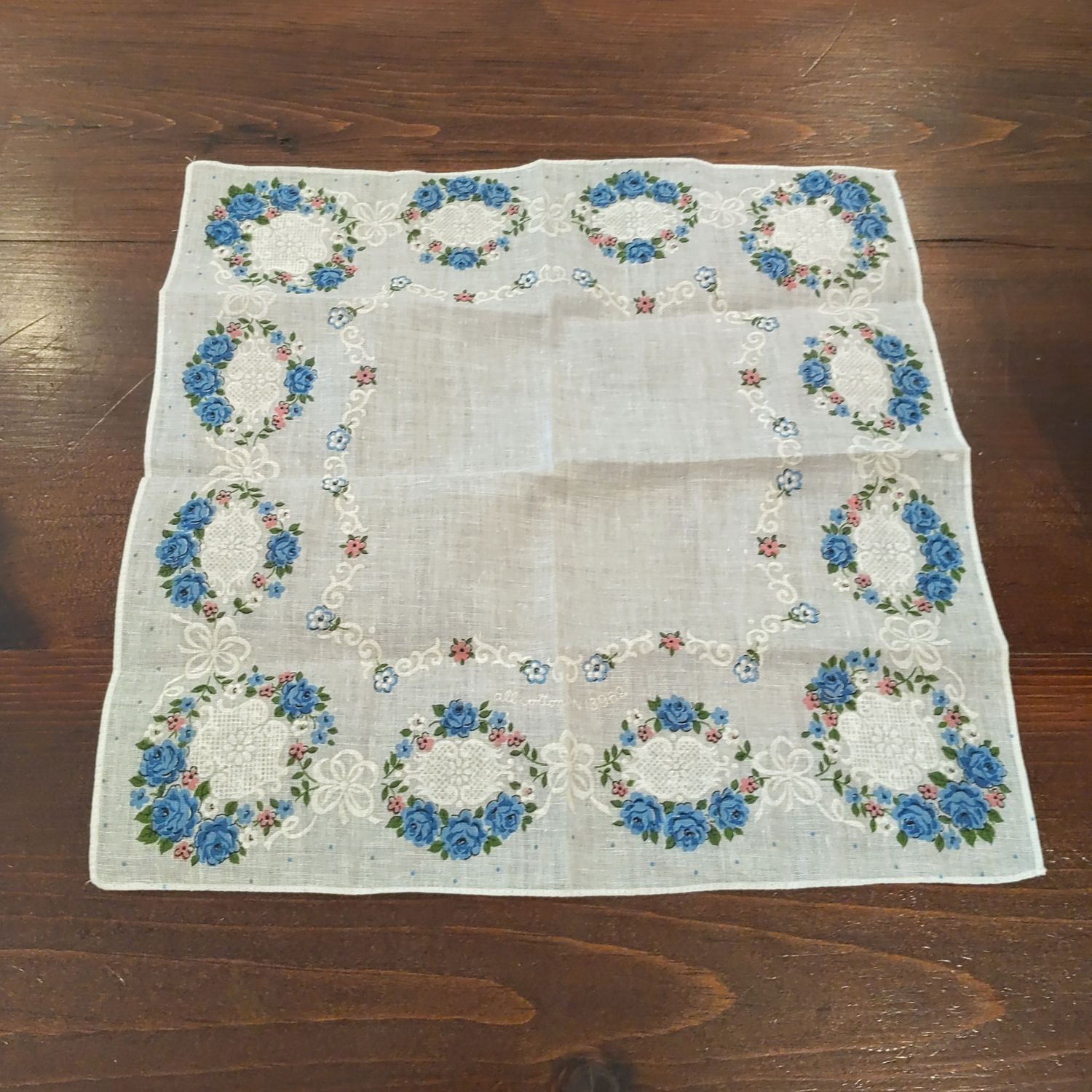 Blue/Pink Floral Doily