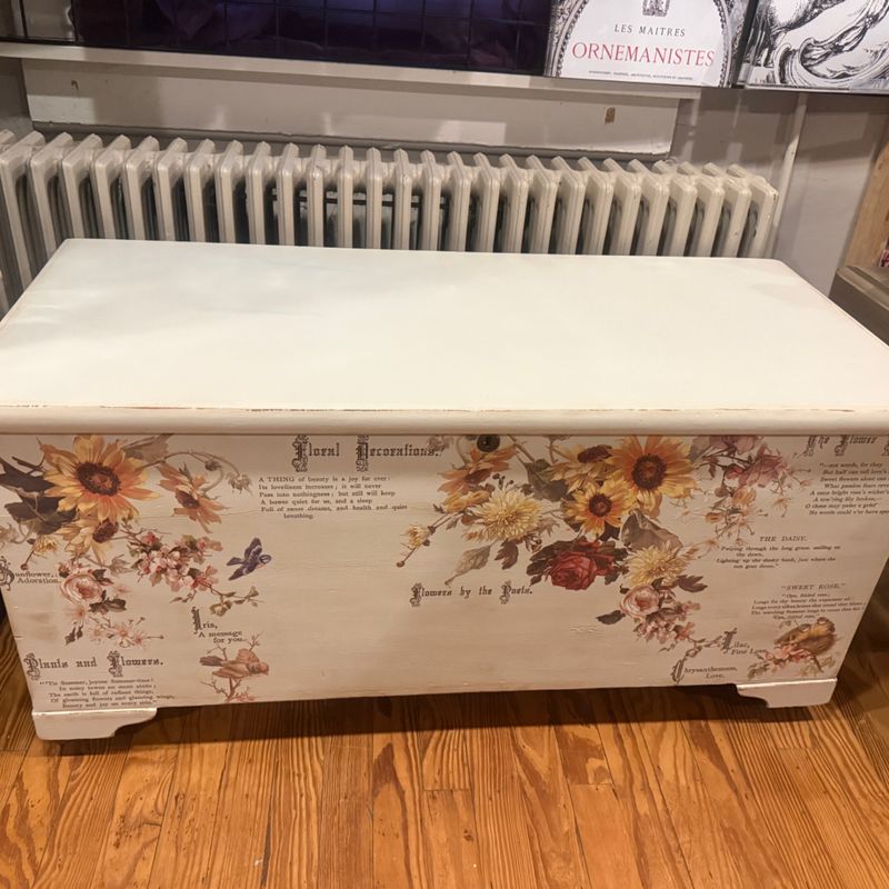 Cedar Chest with Flower by the Poets Transfer