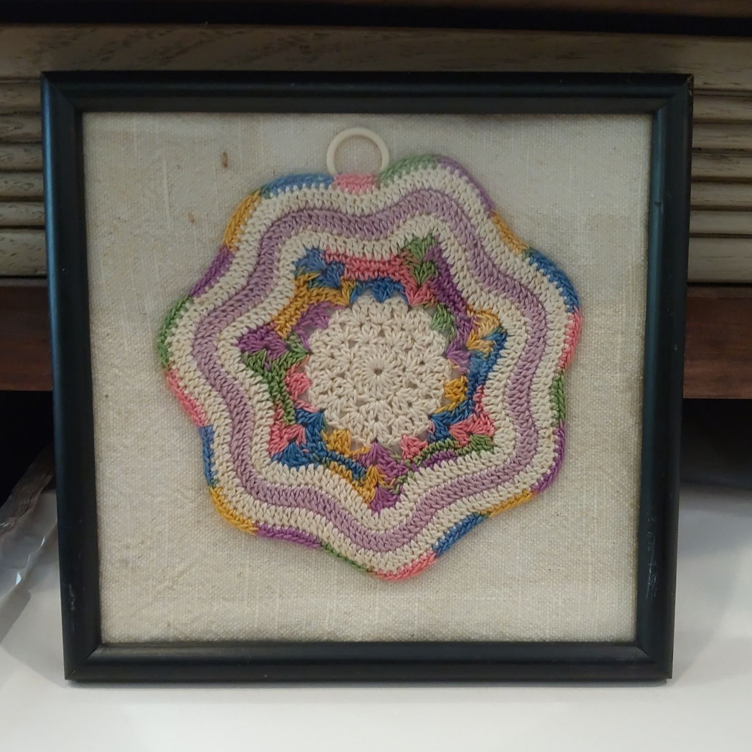 Framed Rainbow Doily 