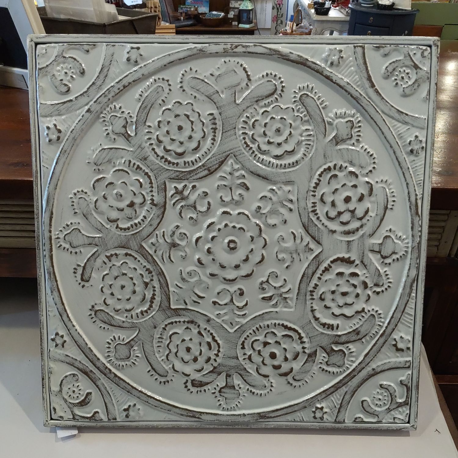 White Metal Square Wall Hanging