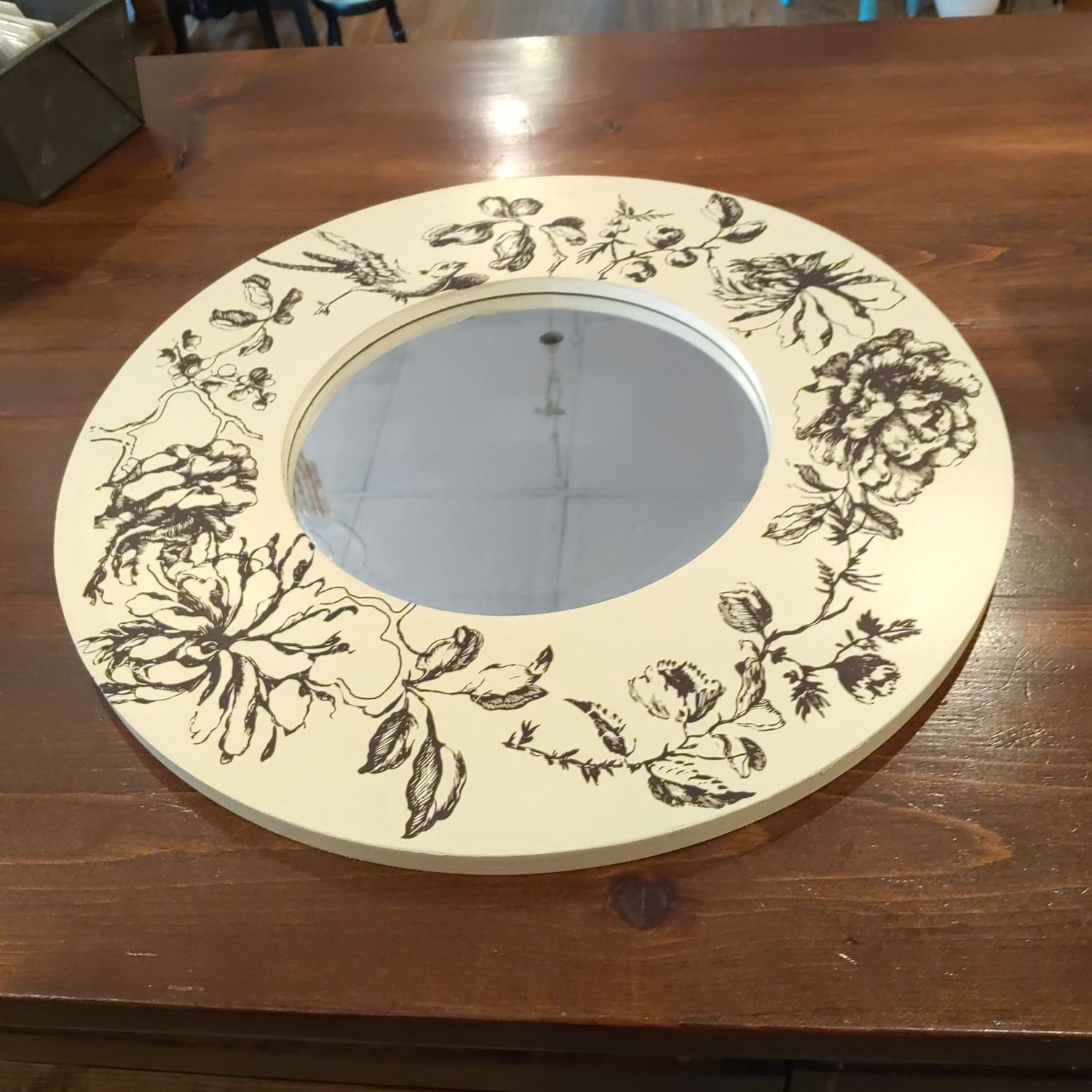 Cream Floral Mirror