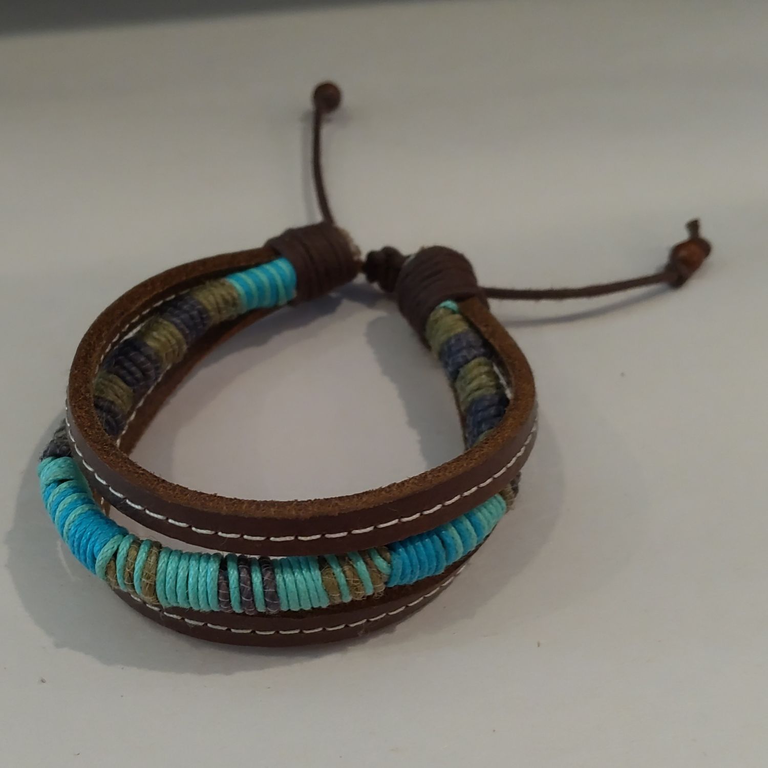 Leather Turquoise Rope 3 Bracelets