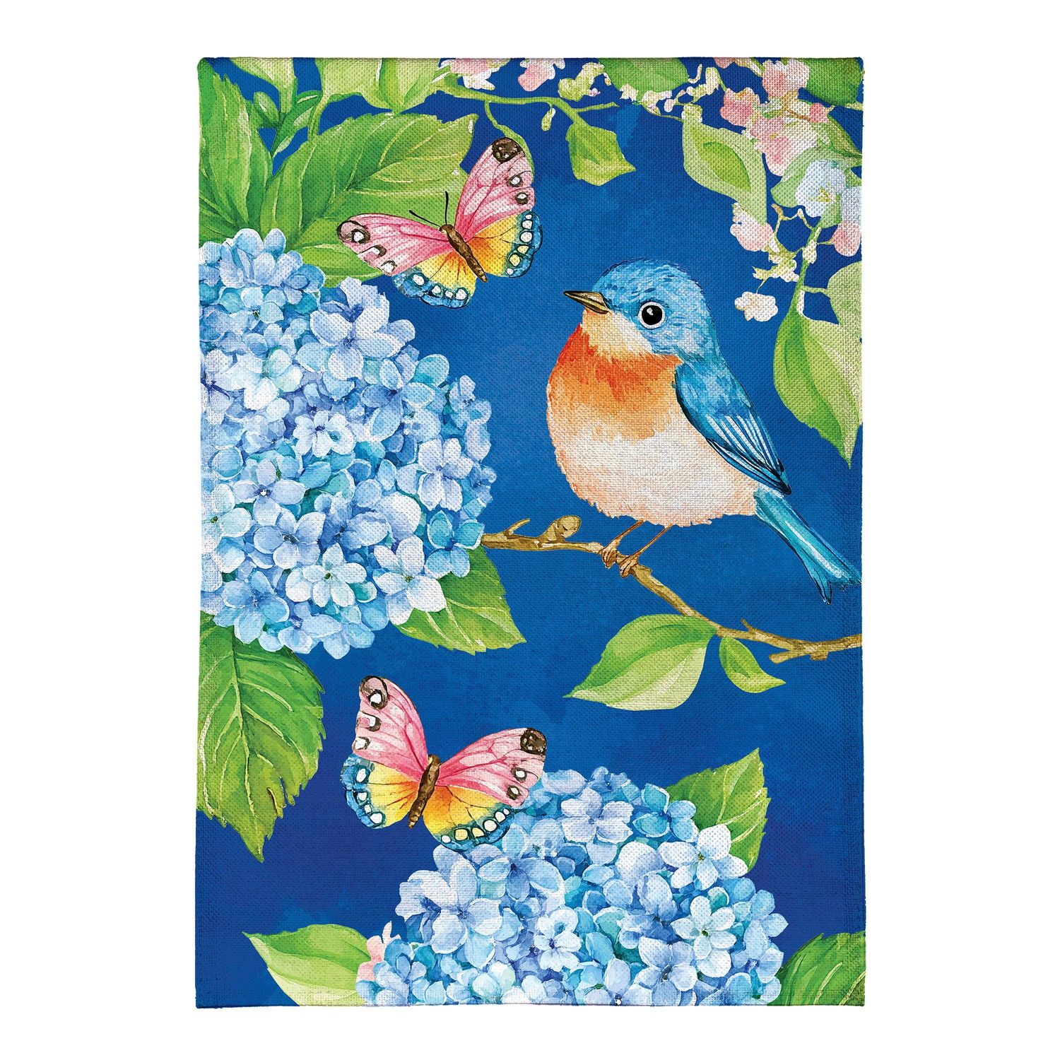 Bluebird and Hydrangea Burlap Garden Flag Bluebird and Hydrangea Burlap Garden Flag