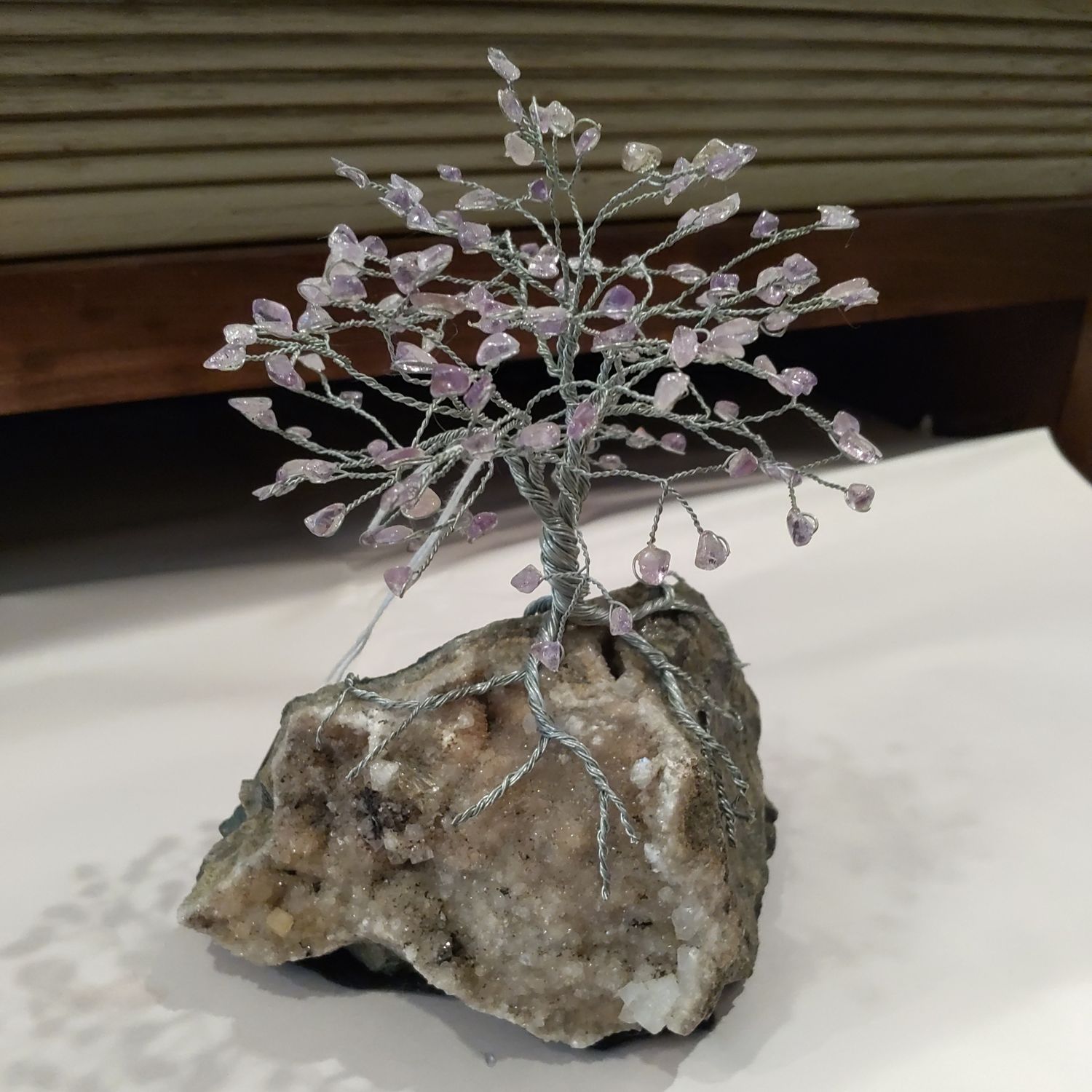 Lavender Twisted Wire Gem Tree W/ Rock