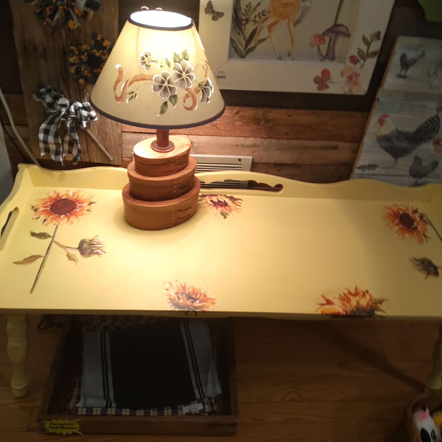 Yellow Coffee Table with Sunflower Transfers Yellow Coffee Table with Sunflower Transfers