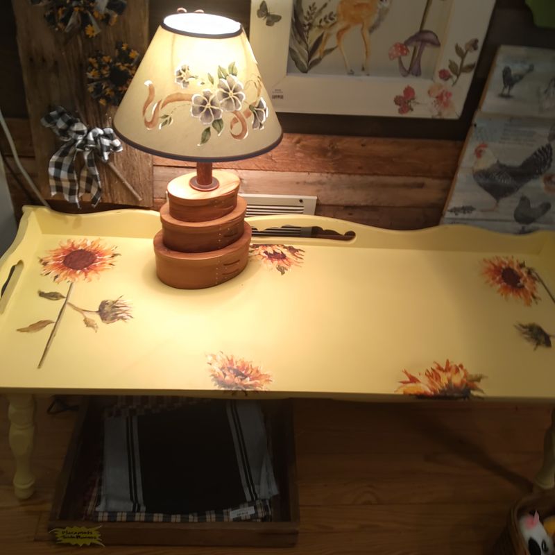 Yellow Coffee Table with Sunflower Transfers
