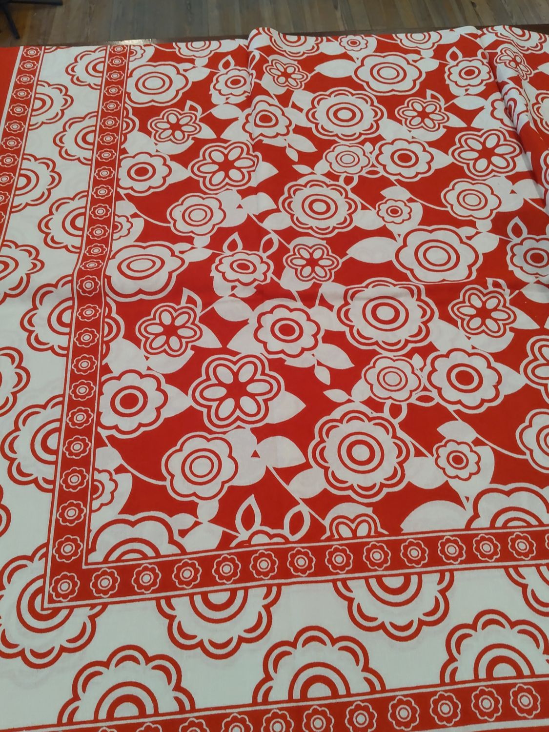 Red Floral Tablecloth 60X60