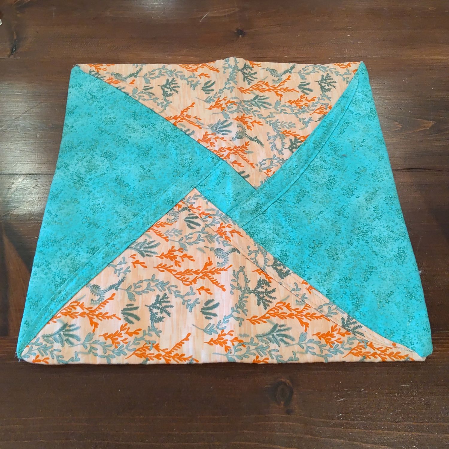 Orange/Turquoise Reversible Quilting Square 