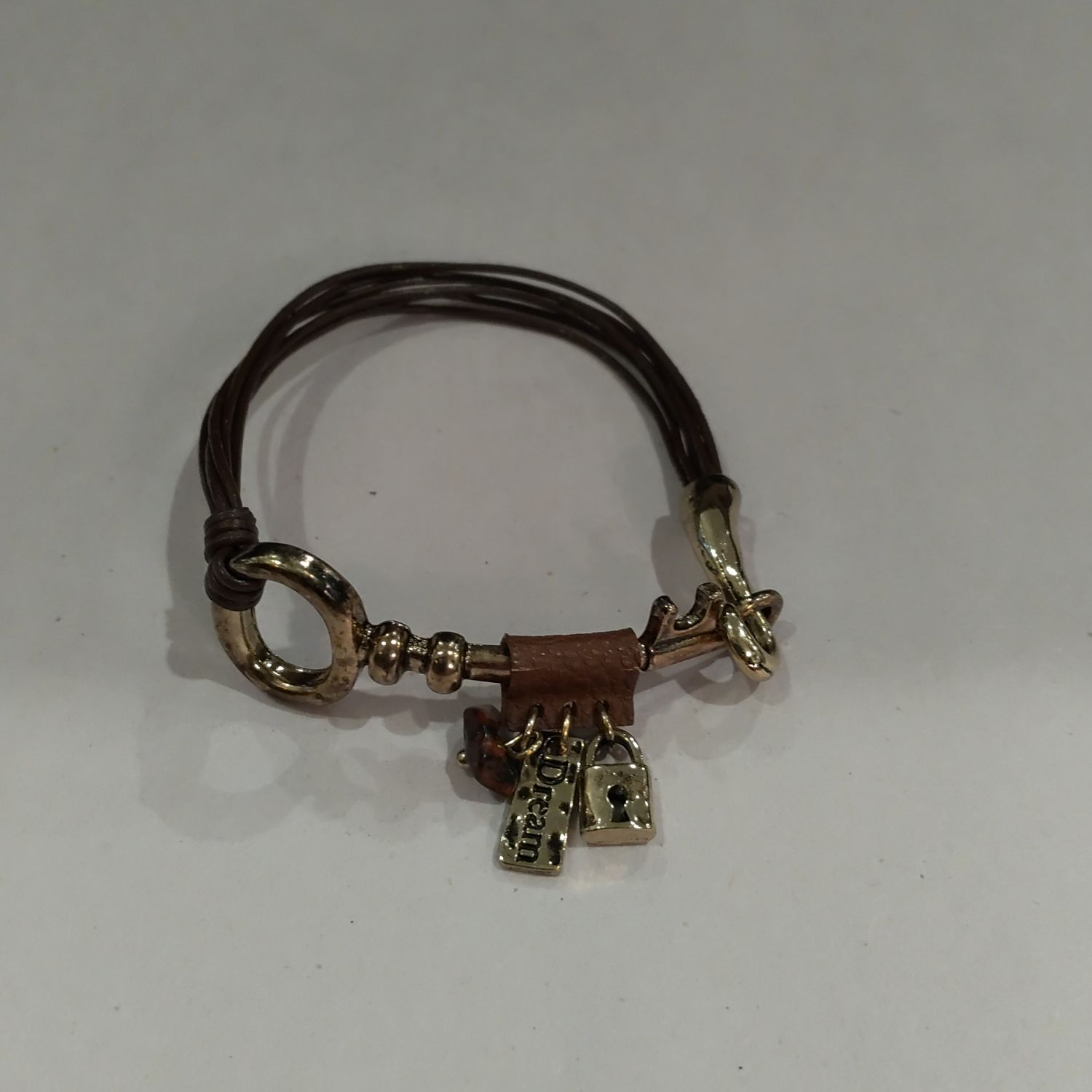Leather Key Charm Bracelet 