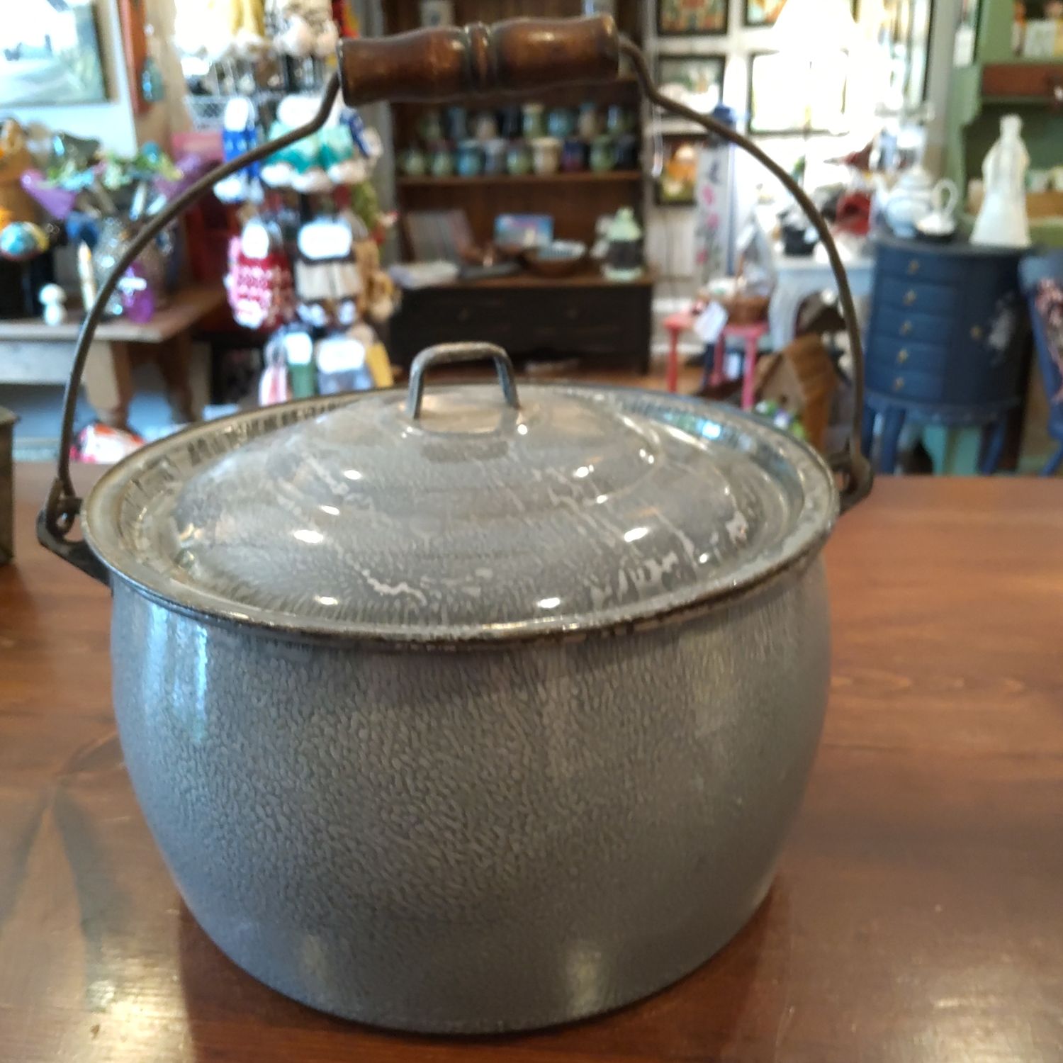 Blue/ Gray Pot W/ handle