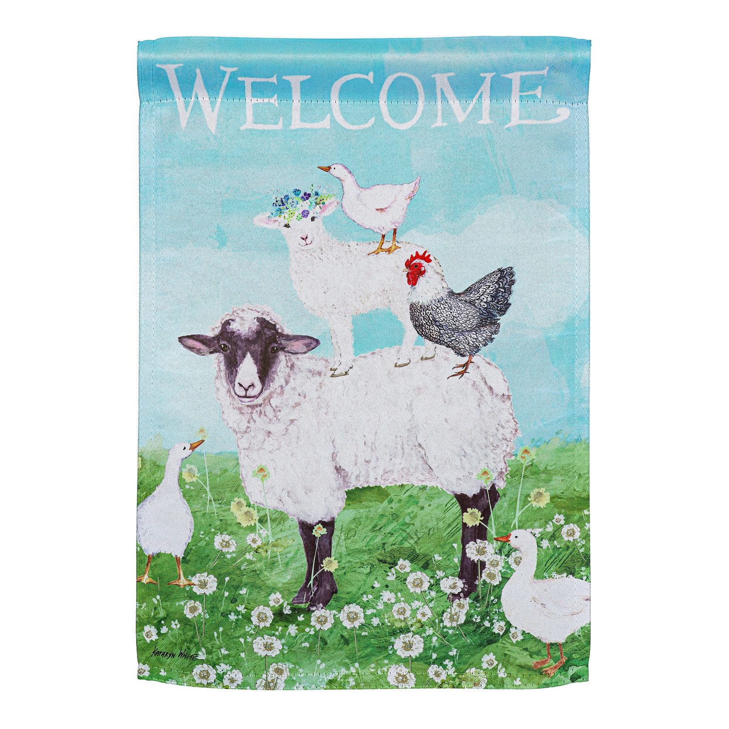 Welcome Farm Friends Suede Garden Flag Welcome Farm Friends Suede Garden Flag