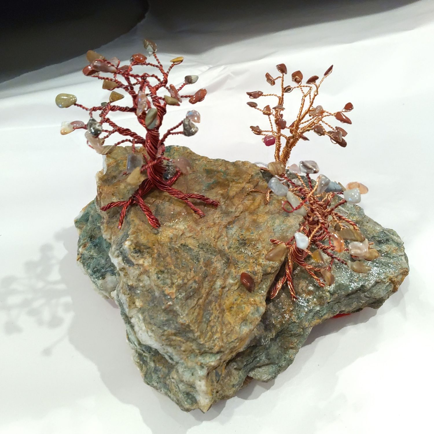 Red Twisted Wire Gem 3 Trees W/ Rock