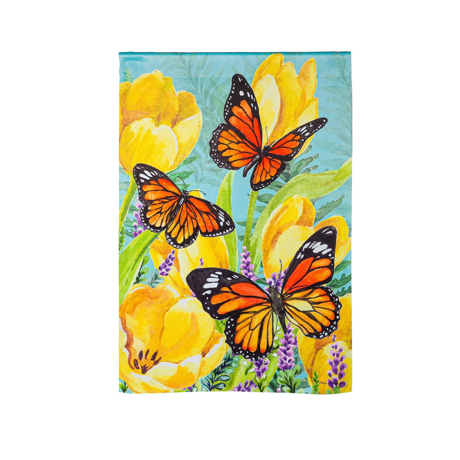 Tulip and Butterfly House Suede Flag Tulip and Butterfly House Suede Flag
