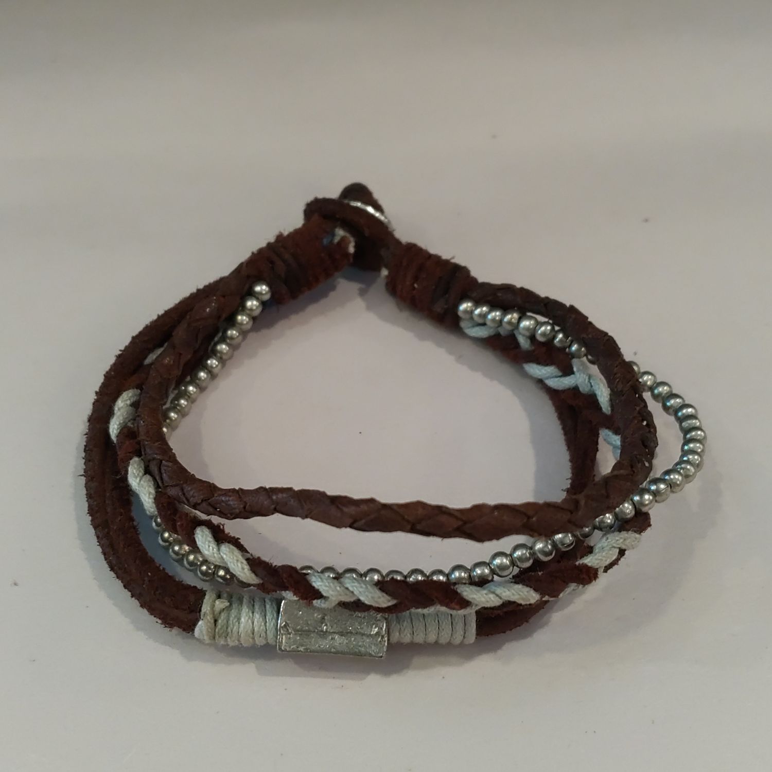 Brown Leather Braided 4 Bracelets