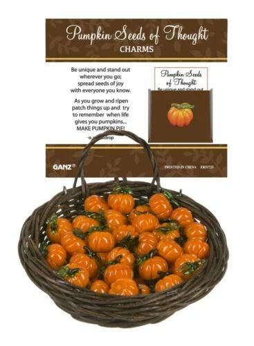 Ganz Pumpkin Seed of Though Charms in a Basket, 3/4 Ganz Pumpkin Seed of Though Charms in a Basket, 3/4" W. x 3/4" H