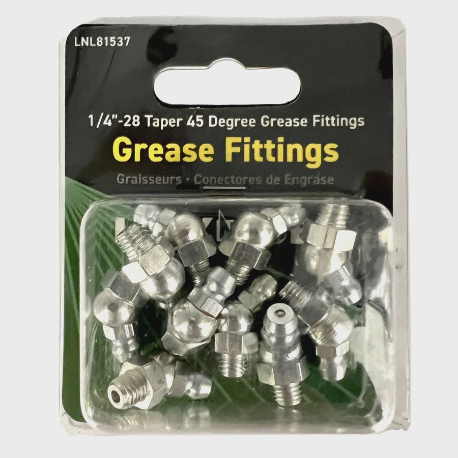 GREASE FITTINGS 1/4"-28 TAPER 45°