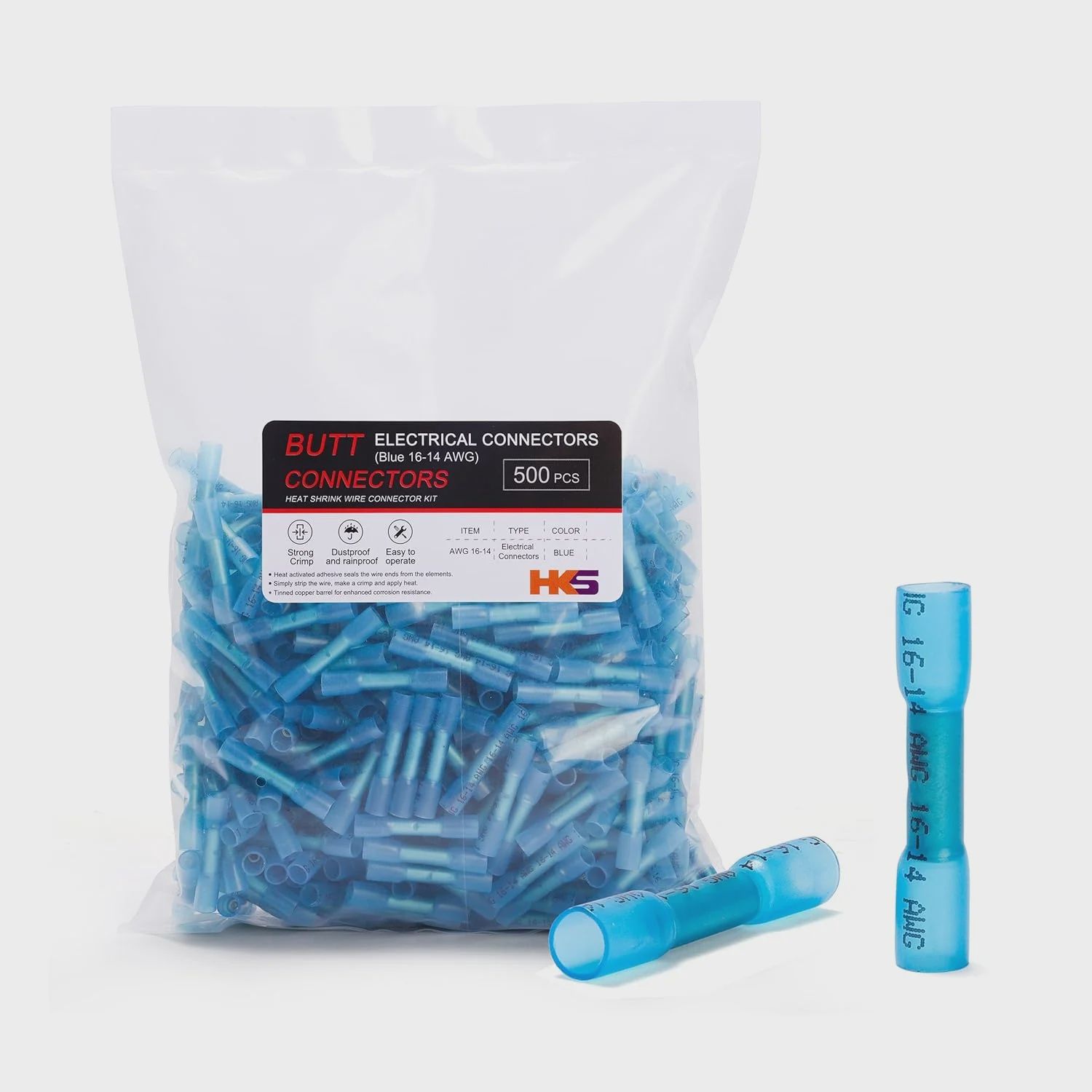 16-14 AWG BUTT CONNECTORS (500 PIECE)