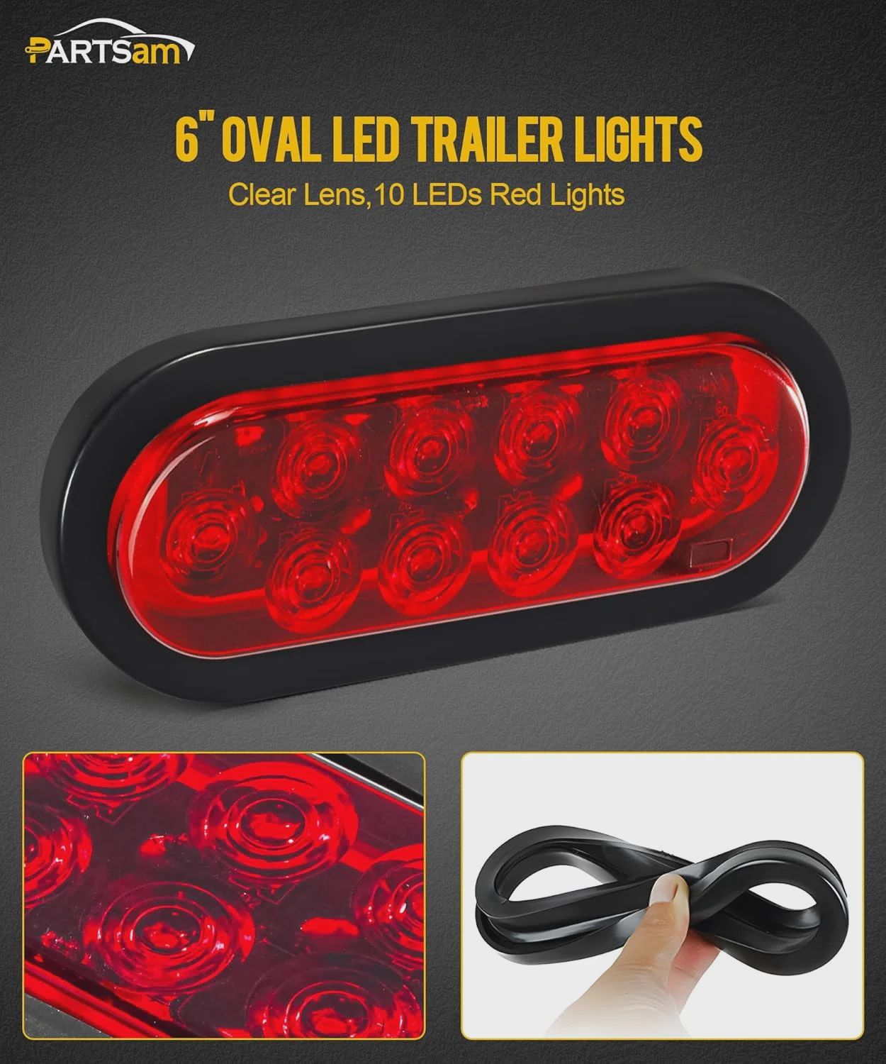 6" OVAL RED LED LIGHT KIT