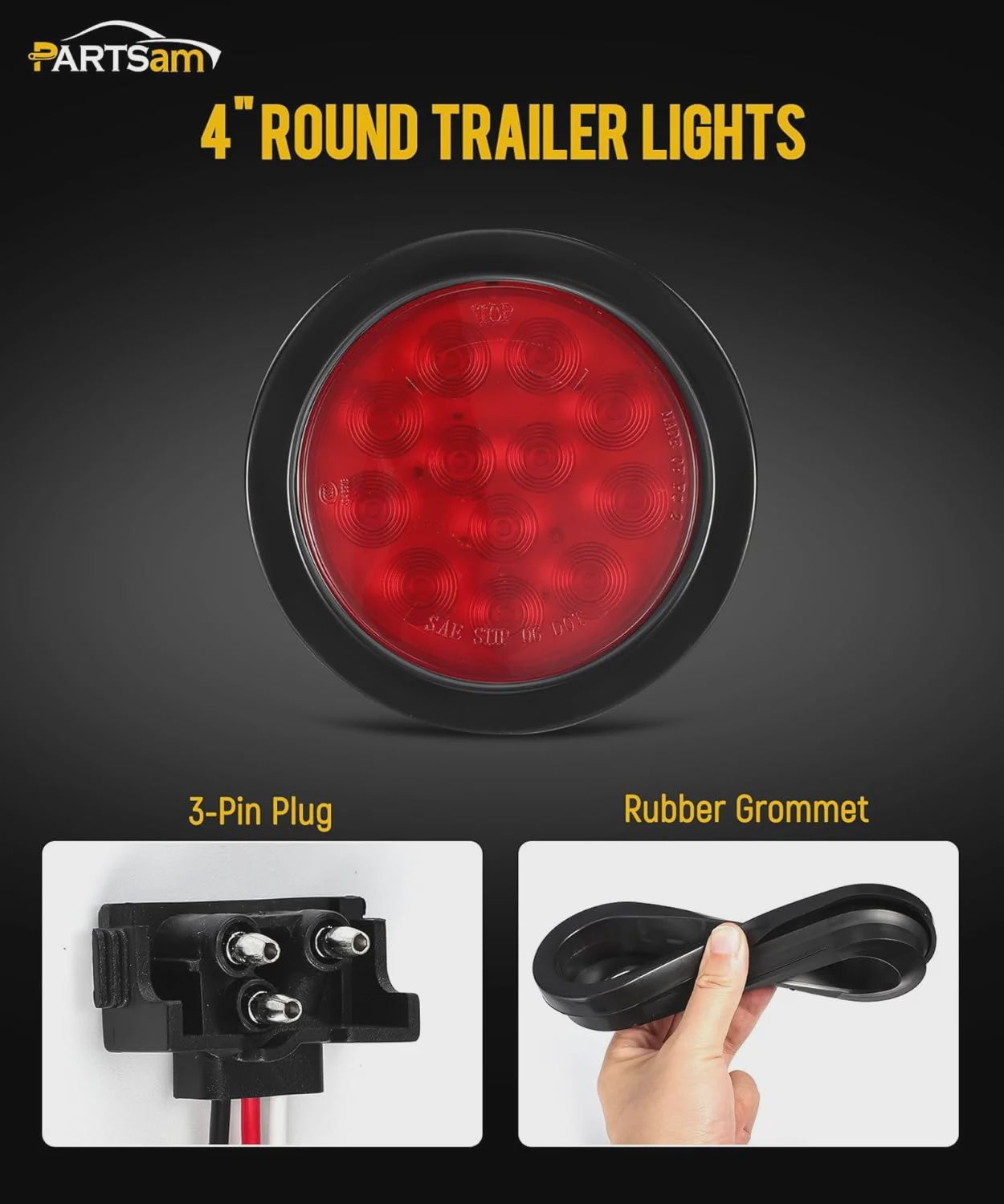 4" ROUND LED S/T/T RED KIT