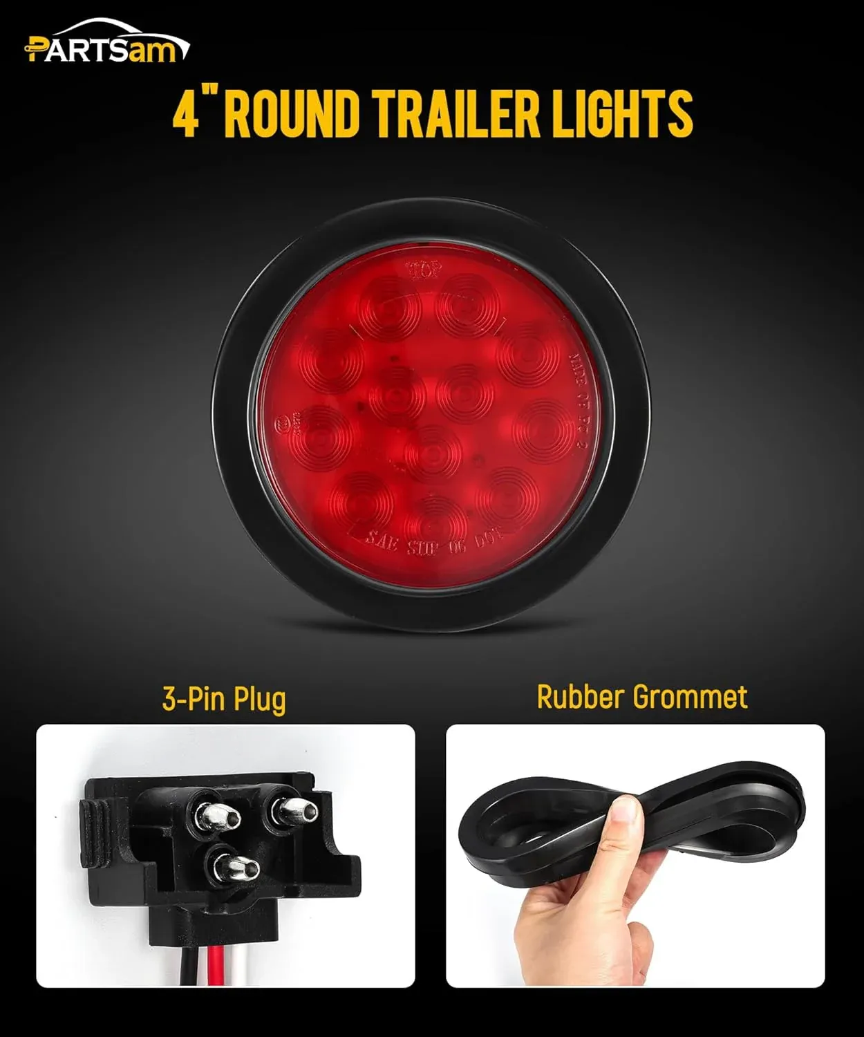 4" ROUND LED S/T/T RED KIT