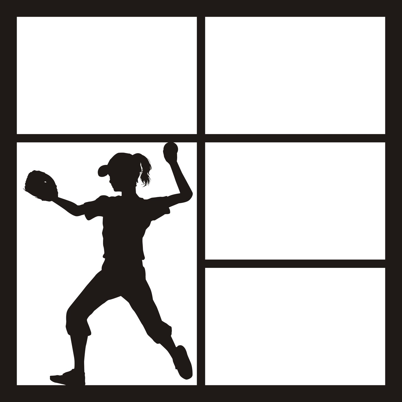 Softball Girl Mitt &amp; Ball OverLay