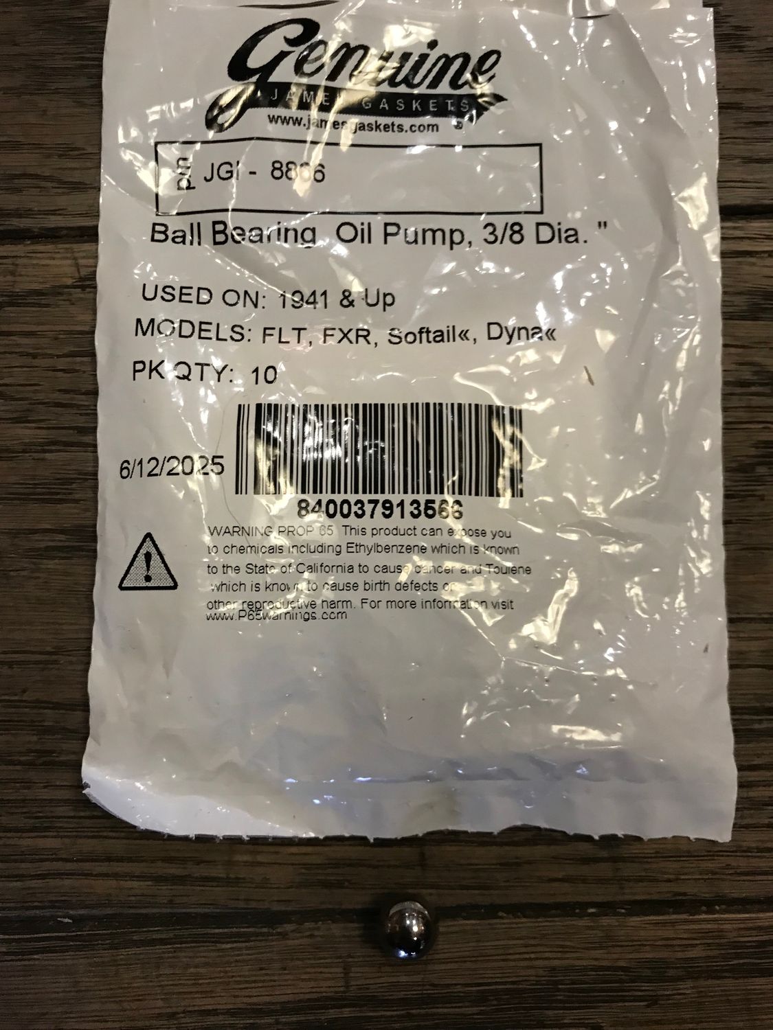 Kugel für Ölpumpe von James für Harley Modelle 36-99 oder Kupplungsausrückmechanismus XL, Referenz OEM Nr. 8866 