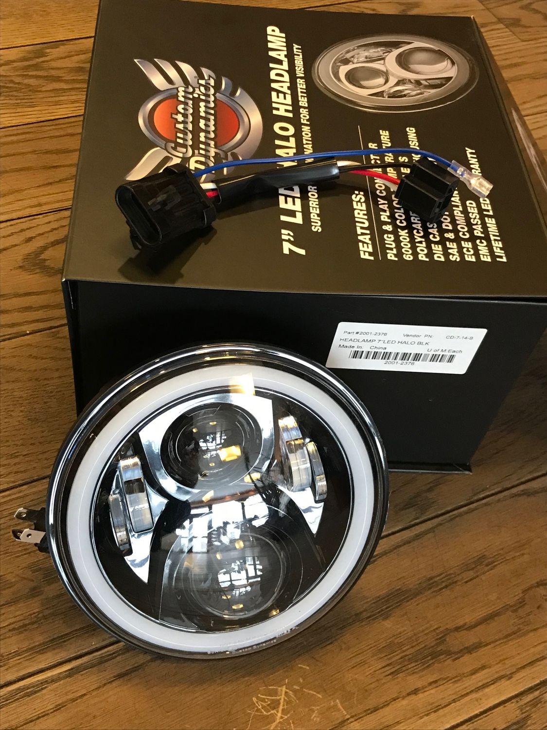 7'' LED Scheinwerfereinsatz black e-geprüft von Custom Dynamics für Harley Touring 14-24 und FL-Softail Modelle 00-17