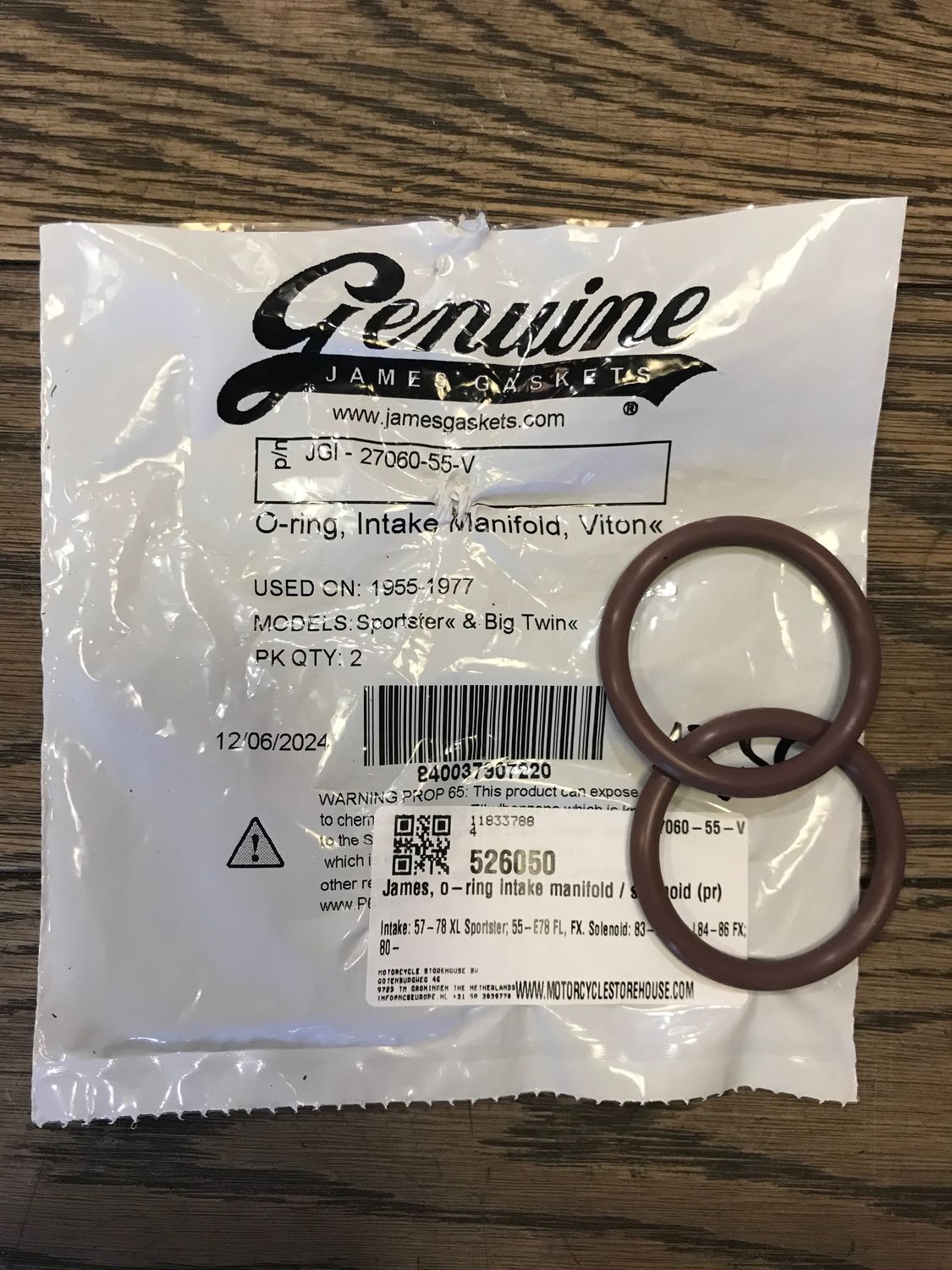 O-ringe aus Viton fuer harley manifold ansaugstutzen 55-77 von james, verbesserte variante, jgi-27060-55-v