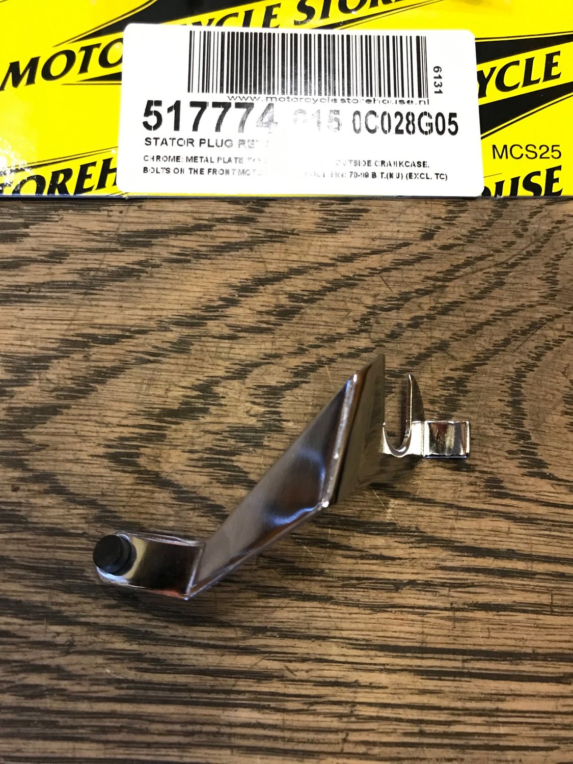 517774 motorcycle storehouse, verchromter halter fuer den regler stecker auf dem lichtmaschinenstecker