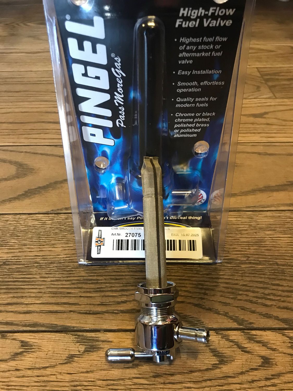 pingel benzinhahn fuer harley mit 22mm aussengewinde am tank, 4311-cr