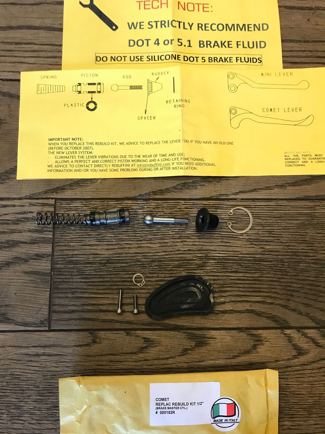 rebuffini reparatur set, kolben 1/2 zoll mit dichtringen fuer comet handbremse, 000182R