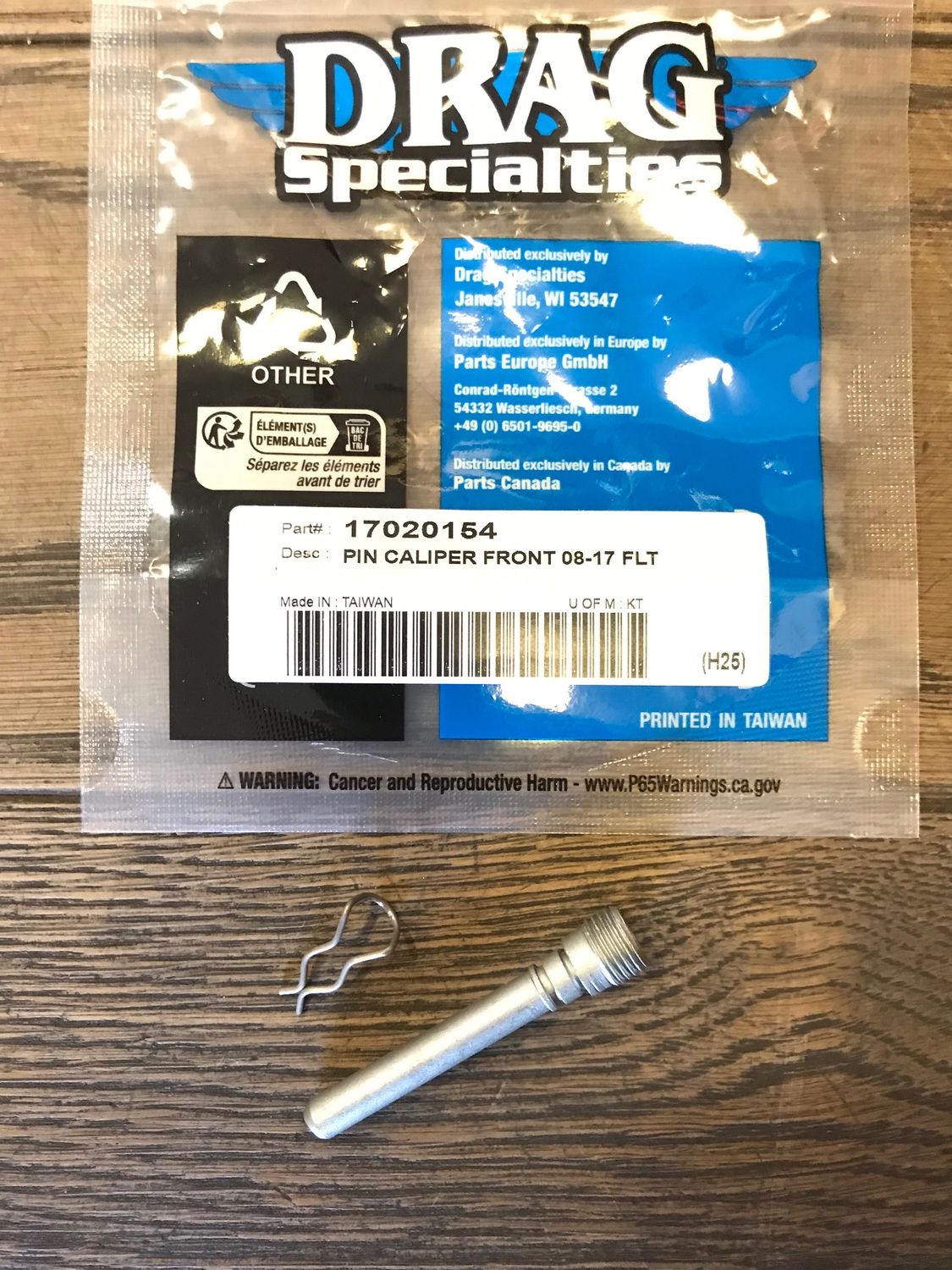 bremsbelaghaltebolzen mit sicherungsclip fuer harley touring 08-22, ersetzt hd 42849-08