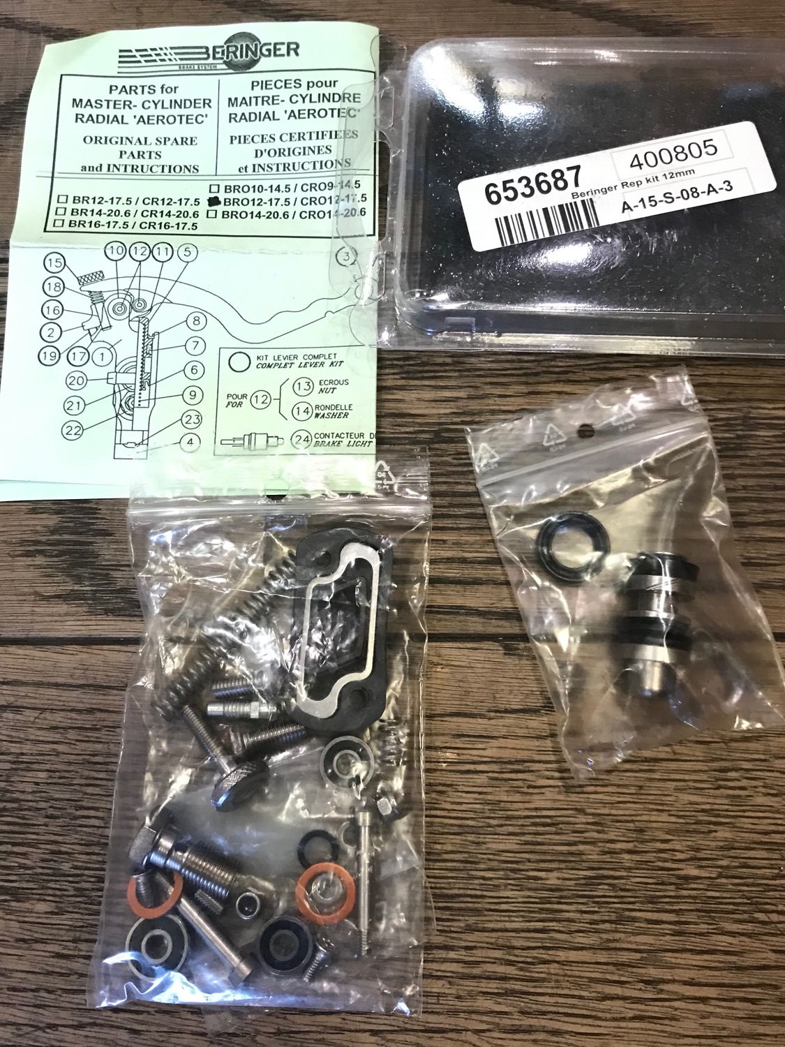 Beringer Dichtsatz, Rep Kit Kolben mit Dichtringen für 12mm Radial "Aerotec" Bremszylinder cce 653687 beringer 00805 reparatuersatz fuer radial aerotec bremszylinder 12mm - komplett