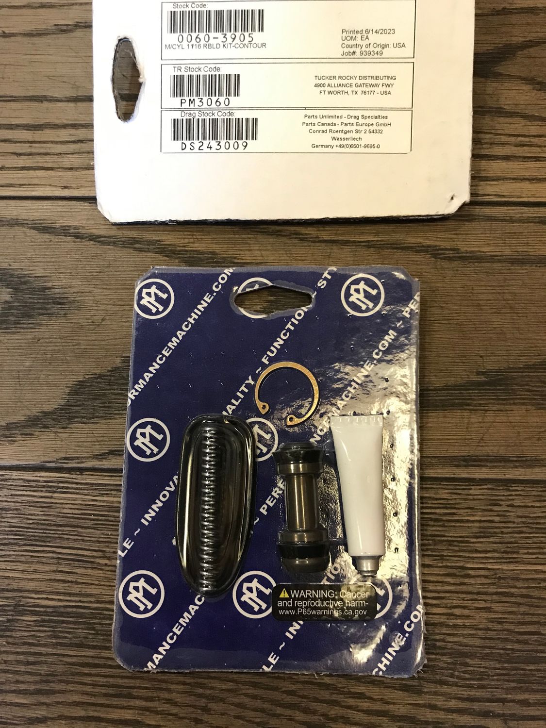 Performance Machine, PM 0060-3905 Dichtsatz, Rep Kit mit Kolben für Contour Bremszylinder 11/16 Zoll pm 0060-3905, ww 28776, contour rep satz fuer pm bremszylinder oder fuer vorverlegte fussrasten fuer harley